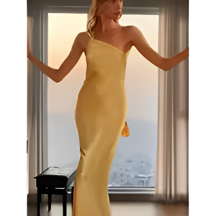 Vestido Sin Mangas de Niñas con Espalda Descubierta y Cuello Diagonal