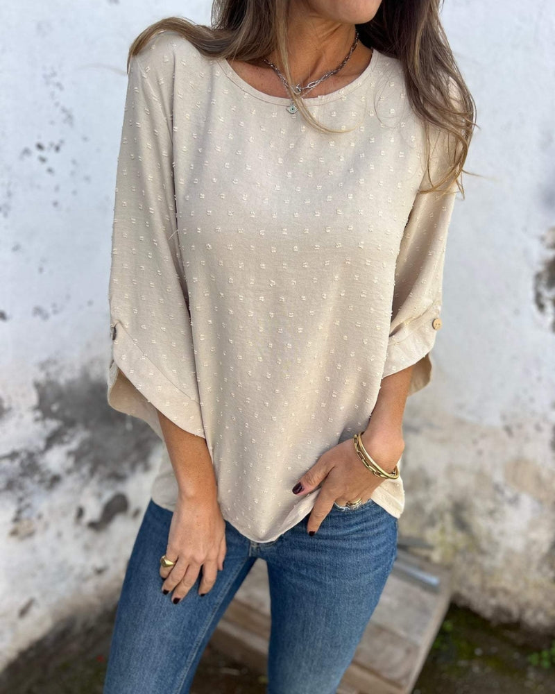 VARENA - Blusa de Jacquard de Chiffon Chic