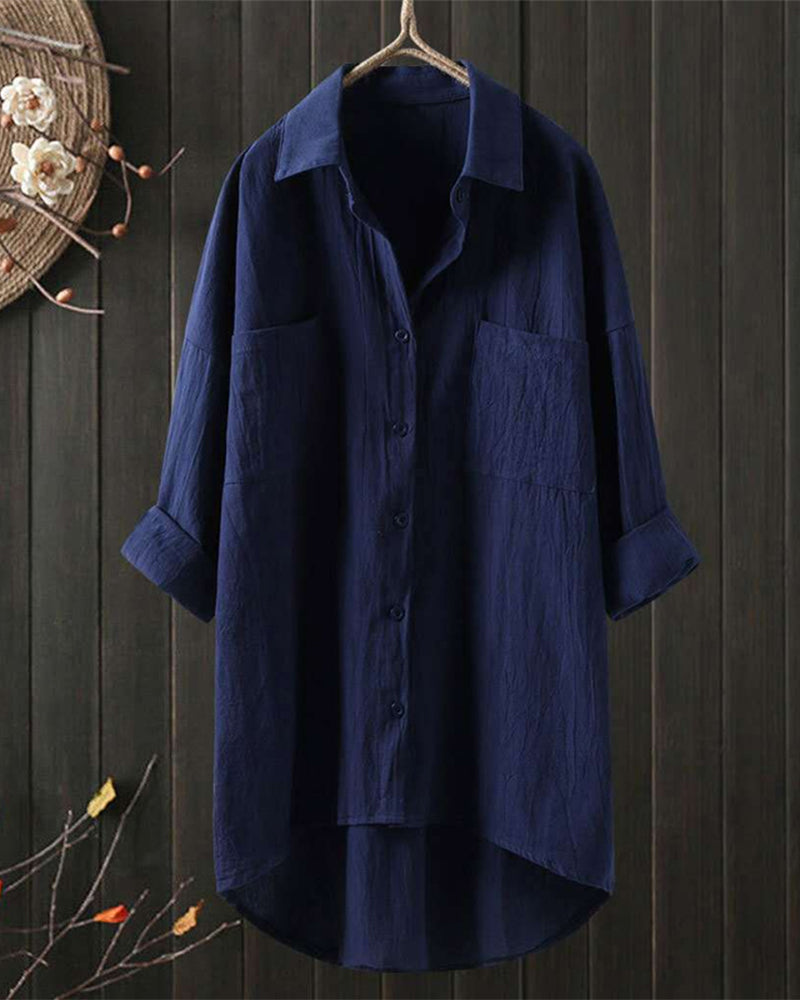 Olivia™ - Blusa Cómoda y Larga de Color Sólido