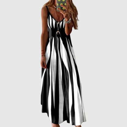 Ariella - Vestido Maxi Sin Mangas a Rayas Chic