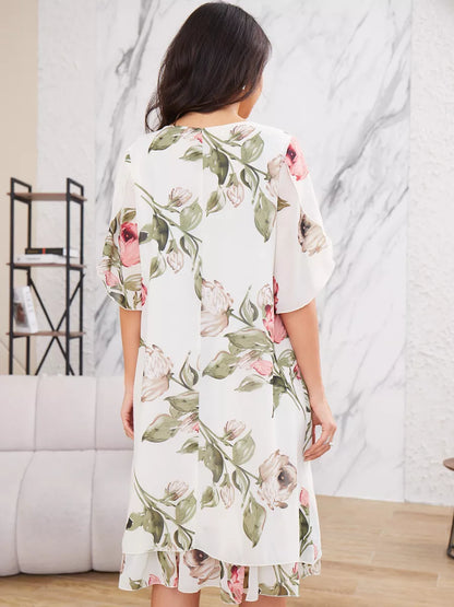 Violeta | Elegante vestido de chiffon con estampado floral