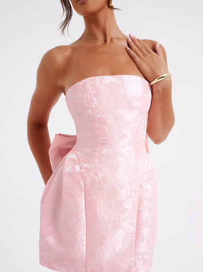Vestido Mini Jacquard con Nudo Amelia