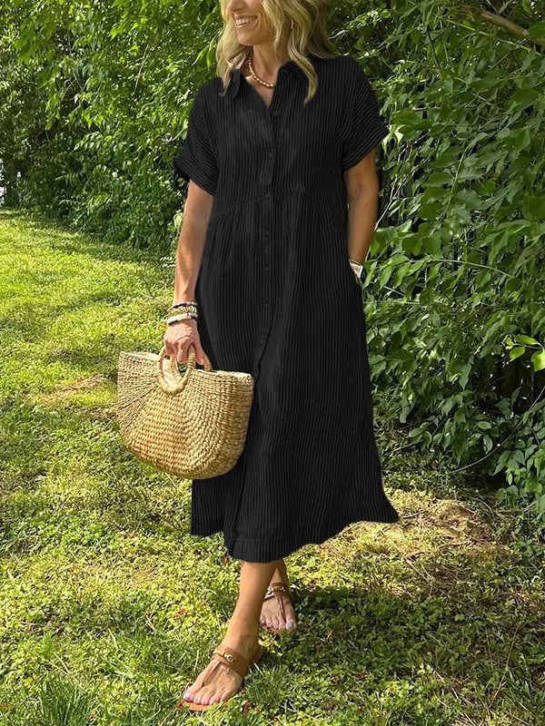 CLAIRE – VESTIDO CAMISERO A RAYAS SIN ESFUERZO