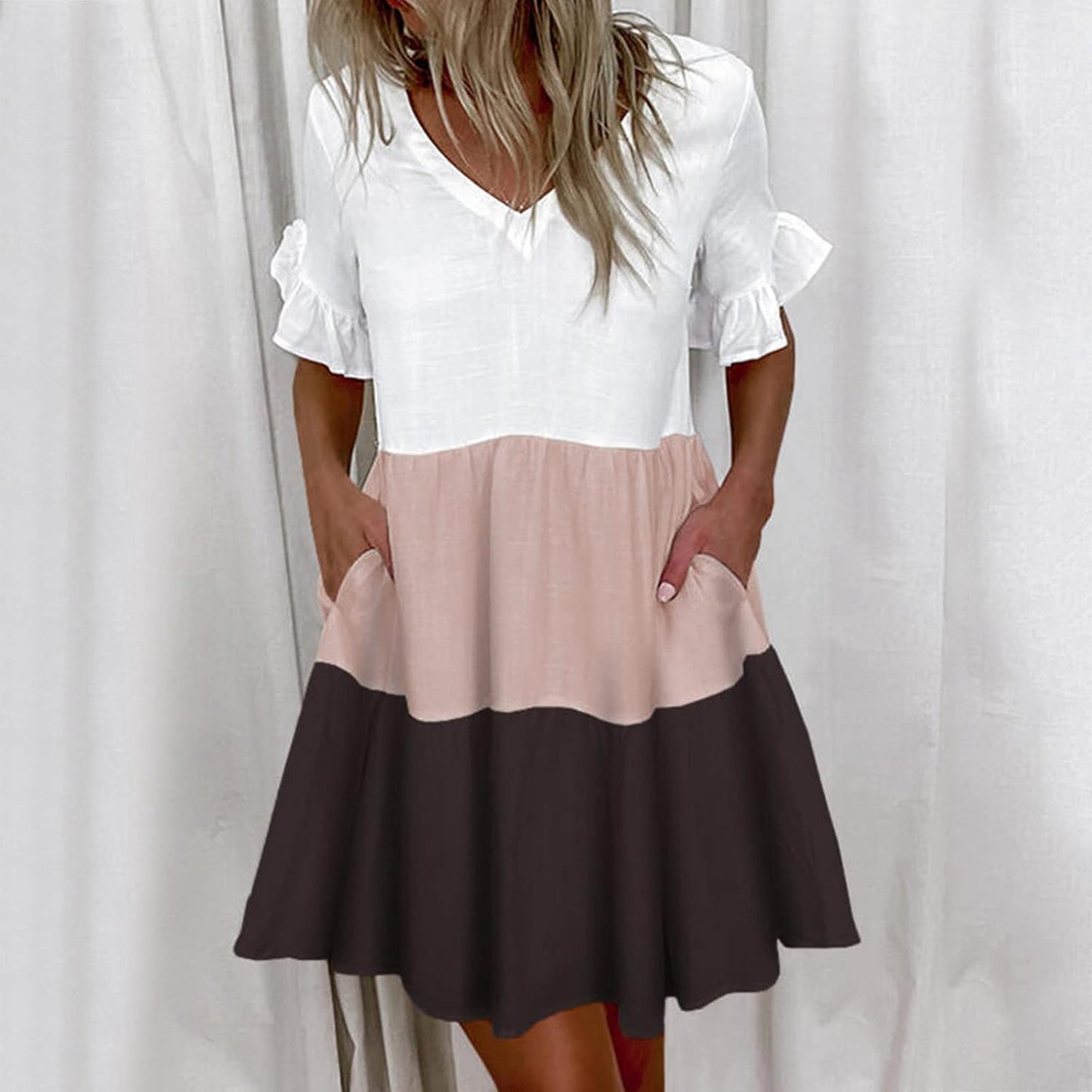 Aliah™ - Vestido con Encanto de Colorblock