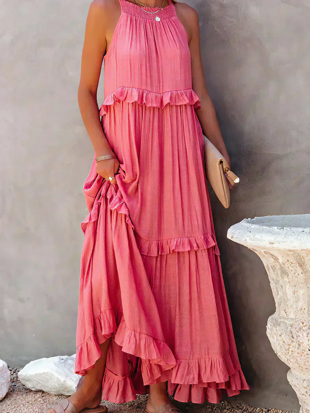 Landry - Vestido sin mangas con volantes chic