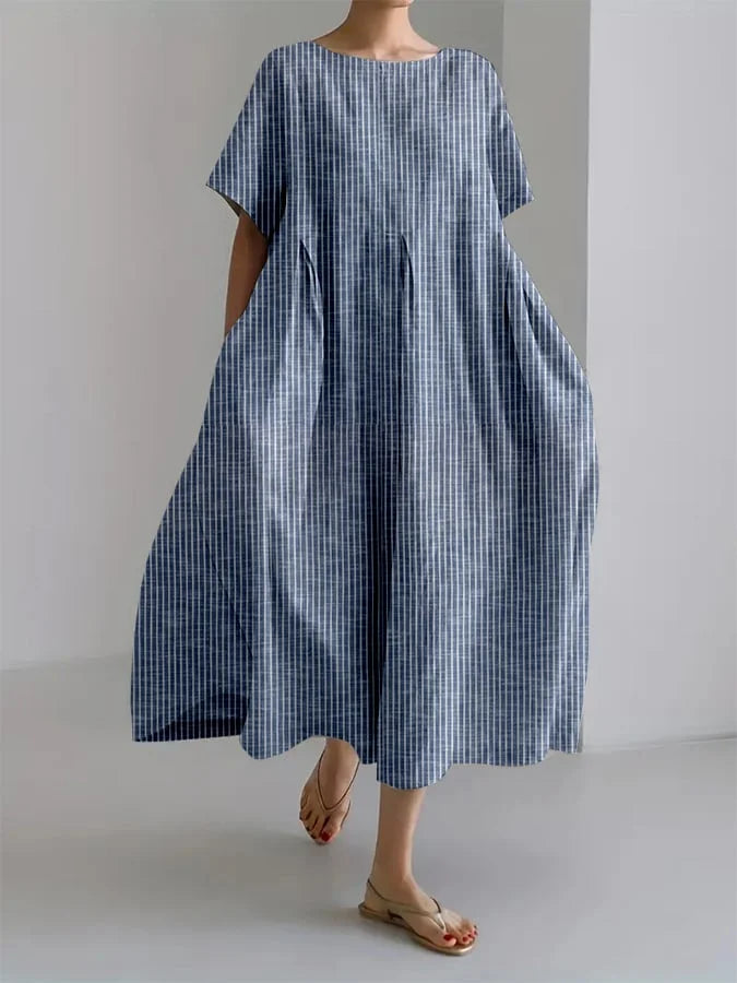 Daphne - Vestido Suelto de Rayas de Inspiración Vintage