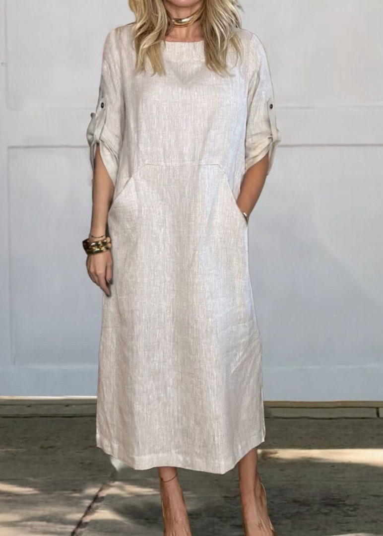 Mia™ - Vestido de Lino Sencillo y Cómodo con Bolsillos