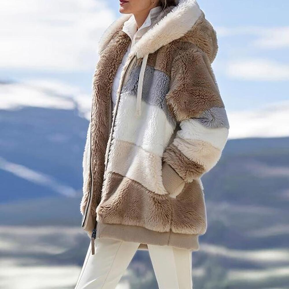 KAREN | Abrigo con Capucha Oversized de Piel Sintética y Cálido