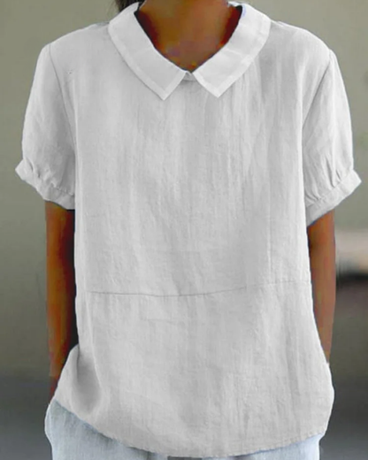 Beatrix - Camisa de Algodón-Lino con Flores Retro