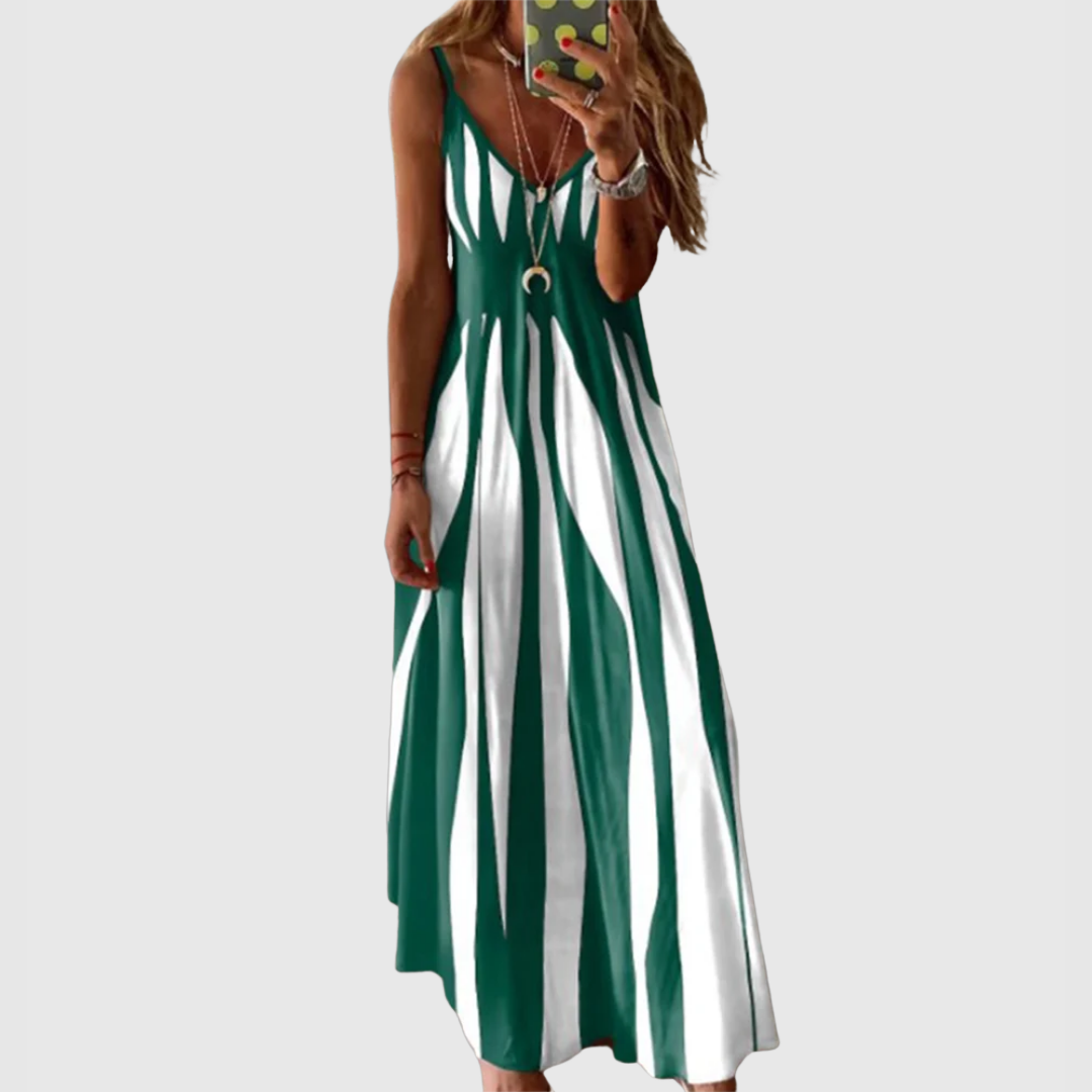 Ariella - Vestido Maxi Sin Mangas a Rayas Chic