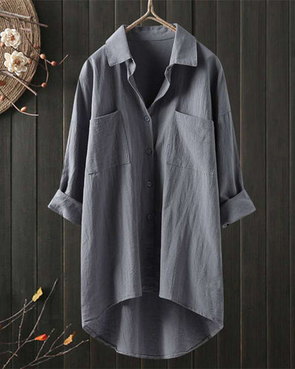 Olivia™ - Blusa Cómoda y Larga de Color Sólido