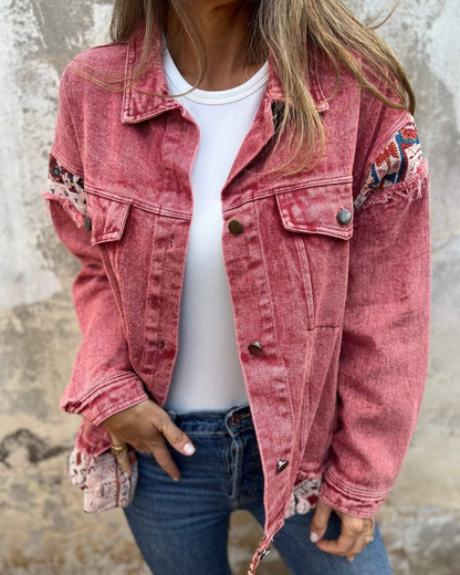EVA - Chaqueta Casual de Parchwork de Denim Premium