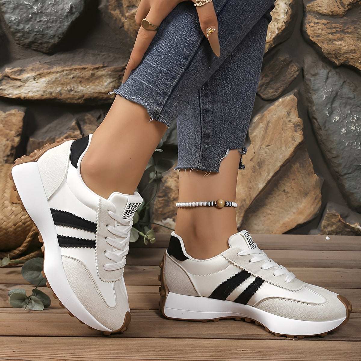 Lauren - Zapatillas casuales con suela gruesa para mujer