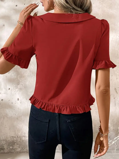 Foteini - Blusa Elegante de Manga Corta