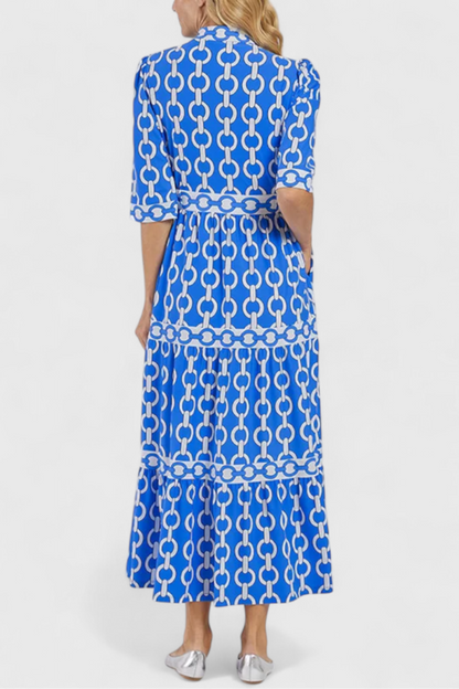 Casilda – Vestido Midi con Estampado de Cadenas