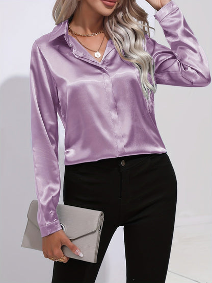 Luna - Blusa de satén con botones