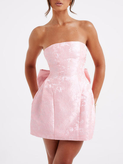Vestido Mini Jacquard con Nudo Amelia