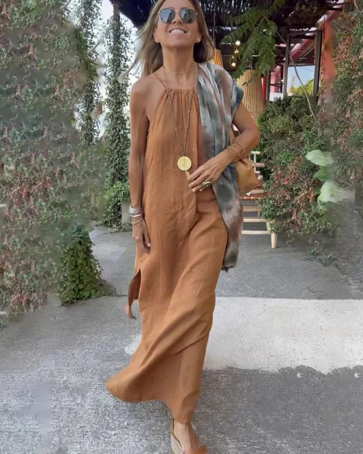 DOWN THE COVE - Vestido largo en mezcla de lino