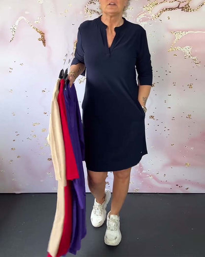 Olivia™ - Vestido Casual Cómodo con Escote en V Sólido
