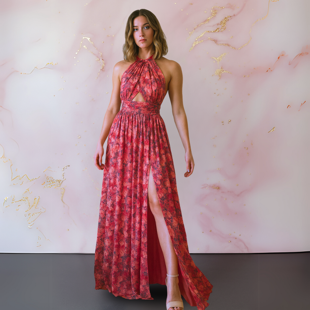 Vania – Elegante vestido maxi floral con espalda descubierta