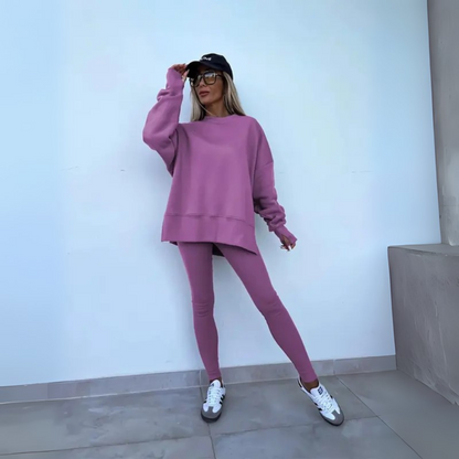 ELVYNESSA – CONJUNTO DE SUDADERA Y PANTALONES DE MANGA LARGA CASUAL