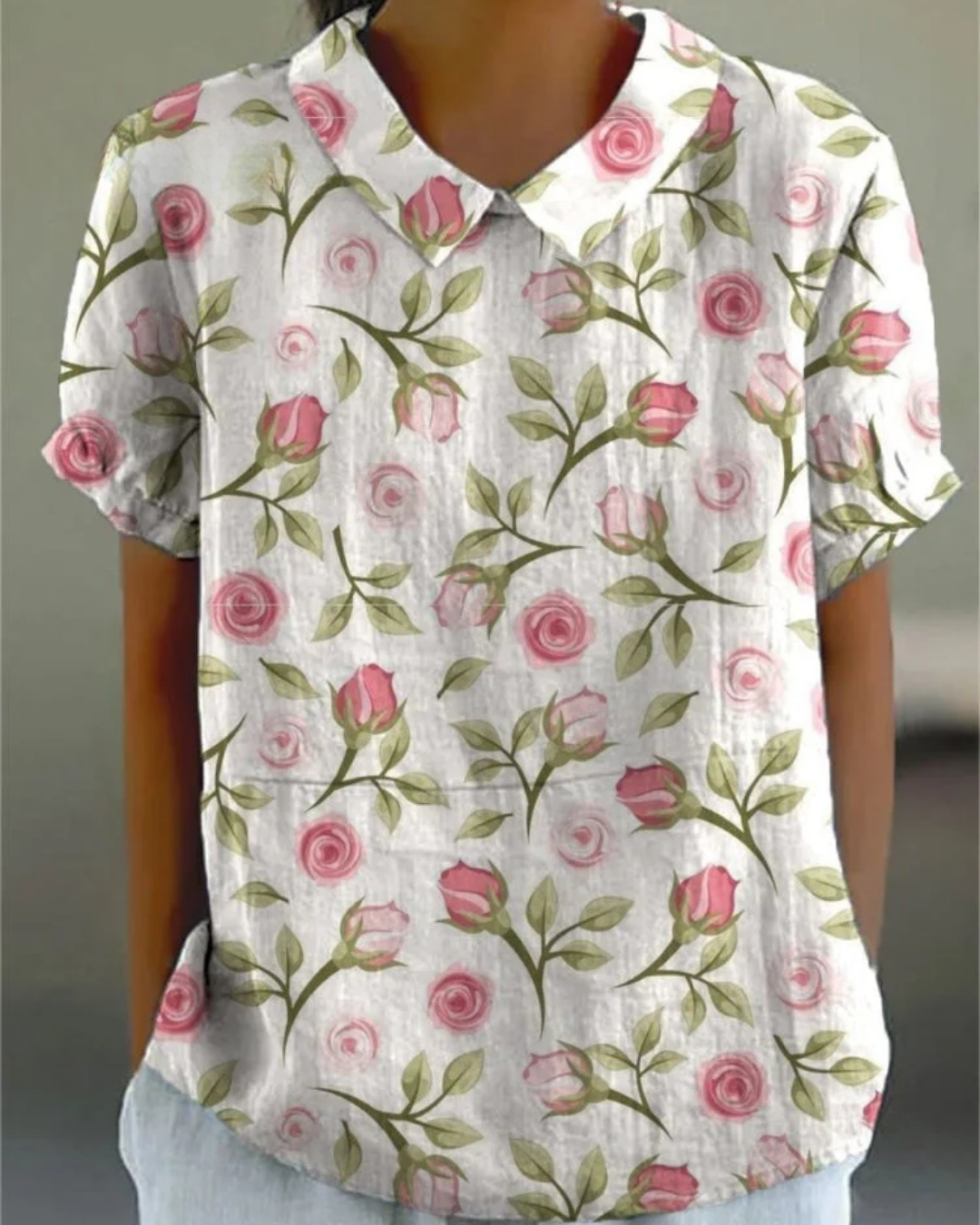 Beatrix | Camisa de Algodón-Lino Floral Retro