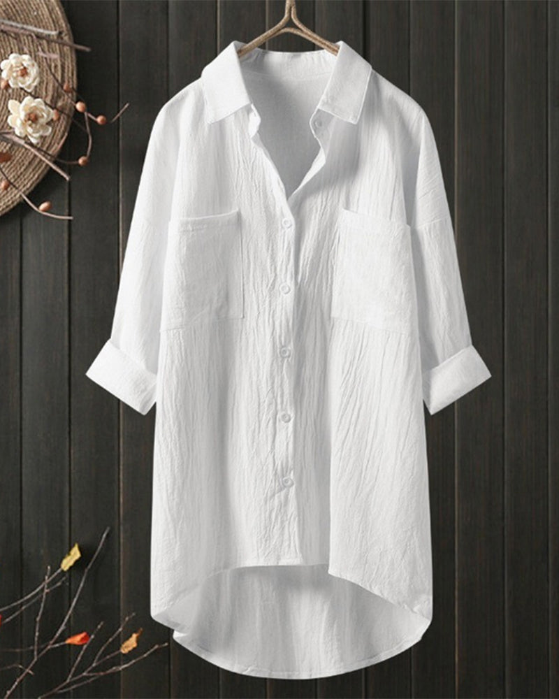 Olivia™ - Blusa Cómoda y Larga de Color Sólido