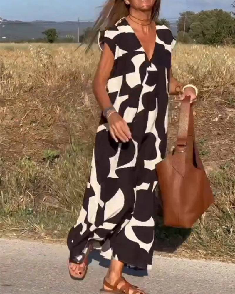 Sarinya - Vestido Impreso Con Escote en V
