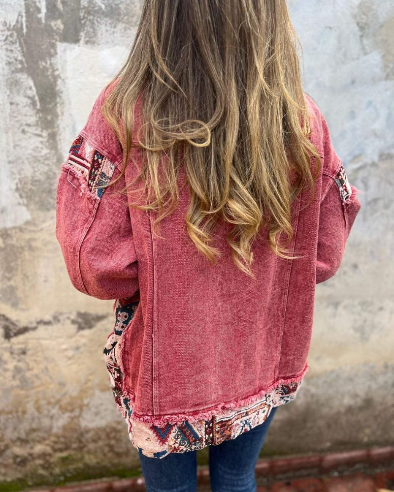 EVA - Chaqueta Casual de Parchwork de Denim
