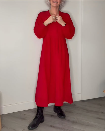 AMANDA – VESTIDO MAXI DE MANGA LARGA Y ESCOTE EN V ELEGANTE
