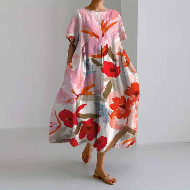Wren - Vestido fluido con estampado de flores frescas elegante