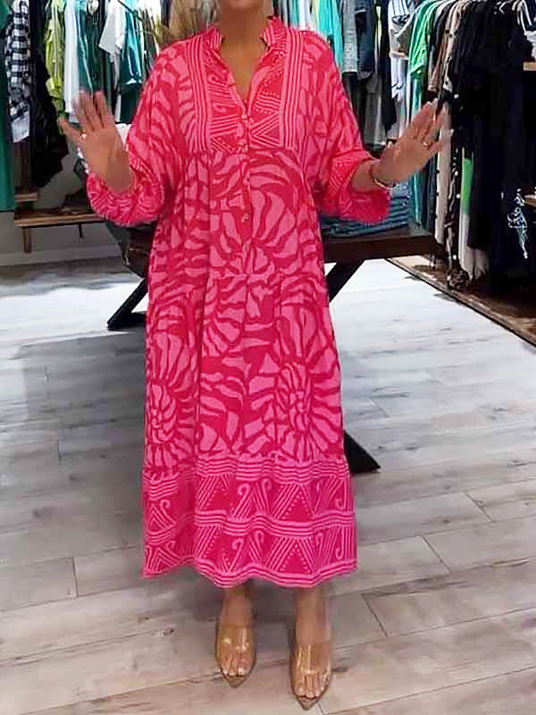 Elka™ - Vestido Suelto Impreso con Escote en V para Mujeres