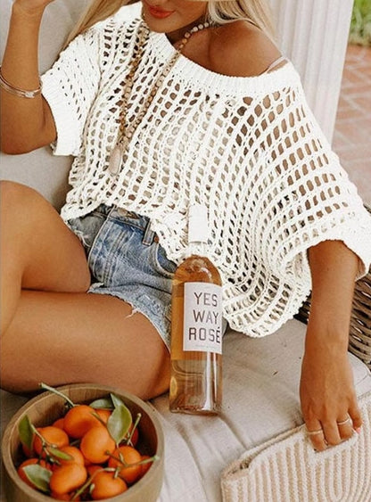Danae - Top de Ganchillo Casual con Recortes