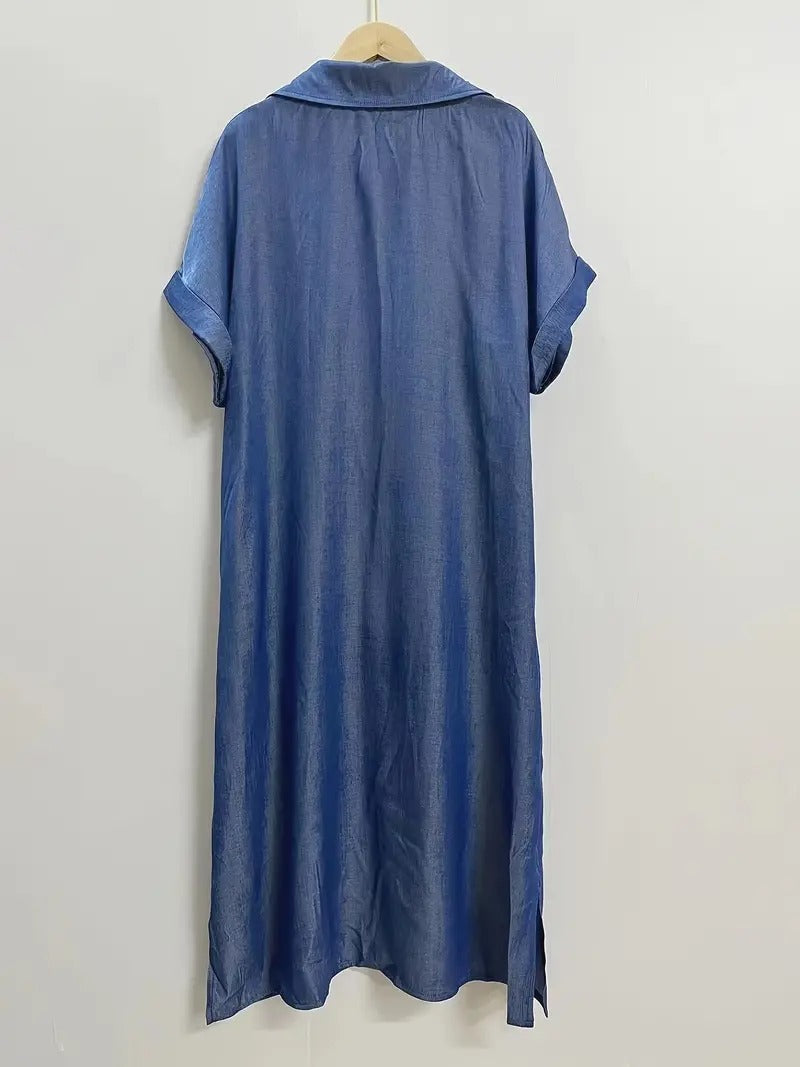 Samira-Vestido camisero con bolsillos fijos