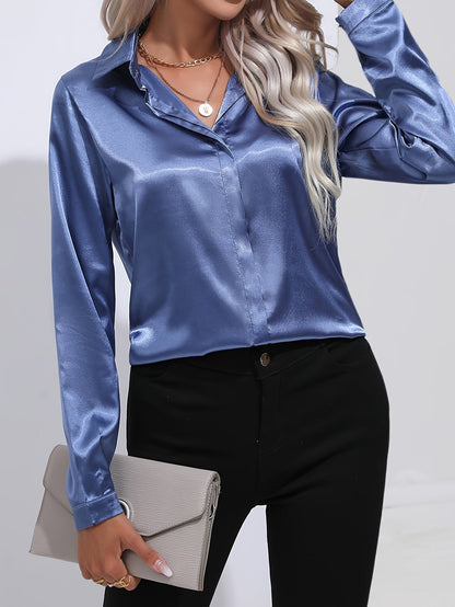 Luna - Blusa de satén con botones