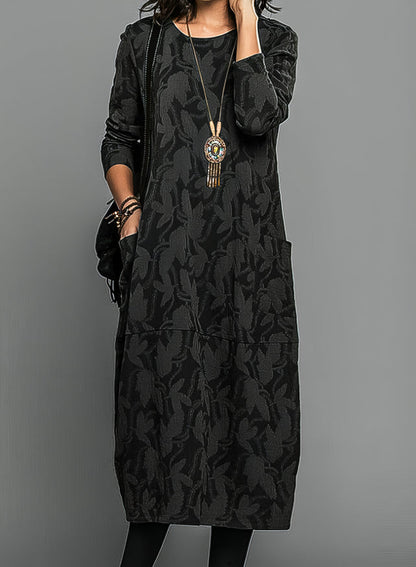 BRIDGET – VESTIDO MIDI RELAJADO CON TEXTURA DE HOJA