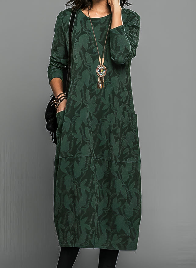 BRIDGET – VESTIDO MIDI RELAJADO CON TEXTURA DE HOJA