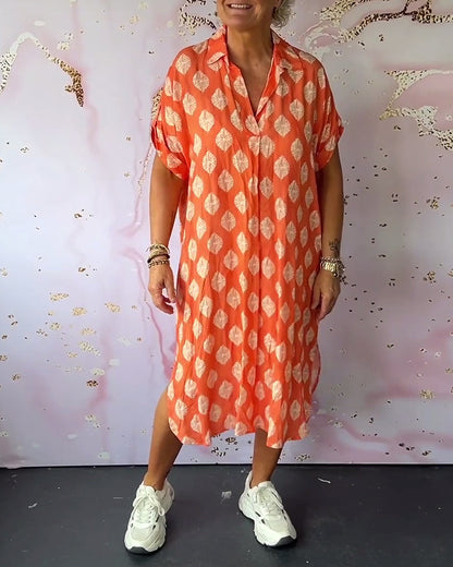 ELEANORA – VESTIDO CAMISERO IMPRESO CON SOLAPA SUELTA