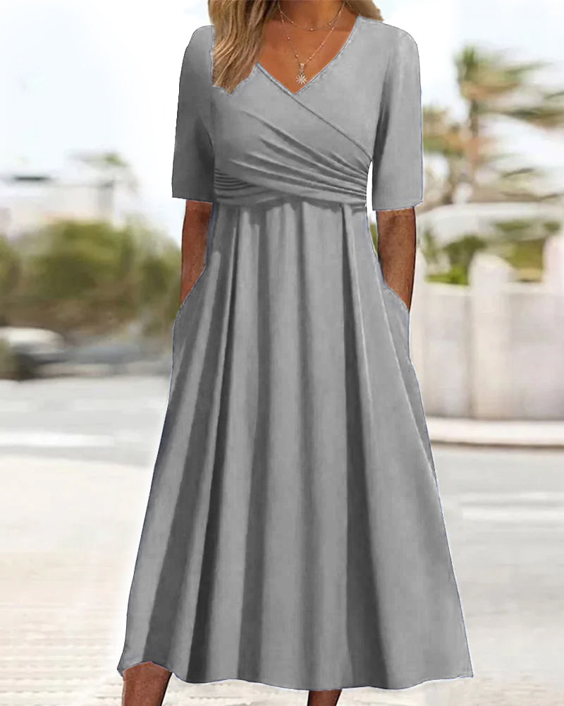 Pien | Vestido Cruzado Elegante con Mangas Cortas