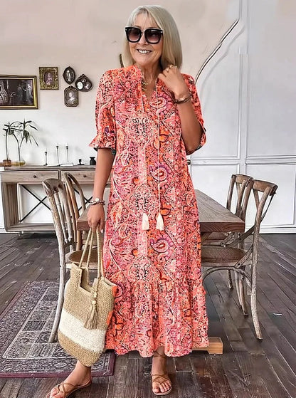 Mevelyn - Vestido Bohemio de Paisley con Borlas
