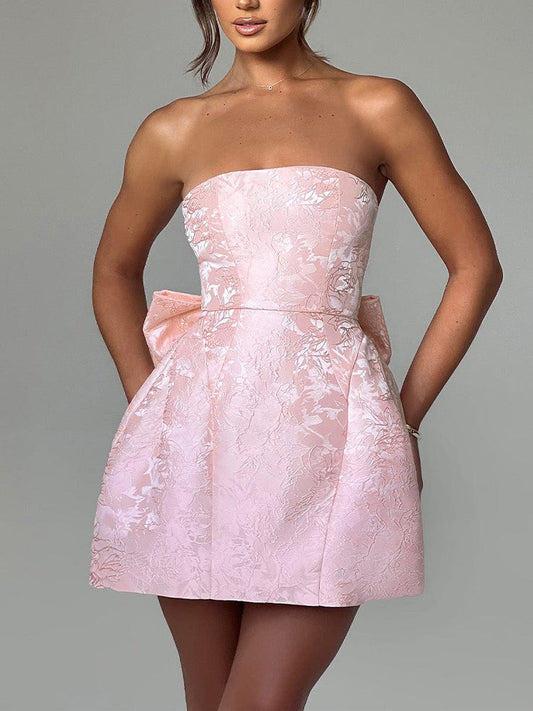 Vestido Mini Jacquard con Nudo Amelia