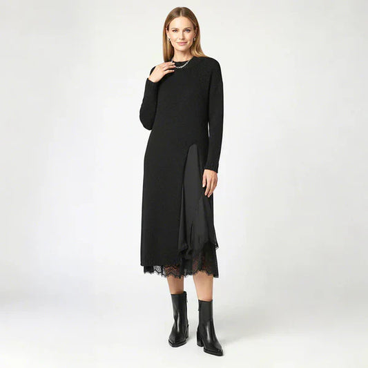 Miraluna | Vestido Midi Elegante con Detalle de Encaje