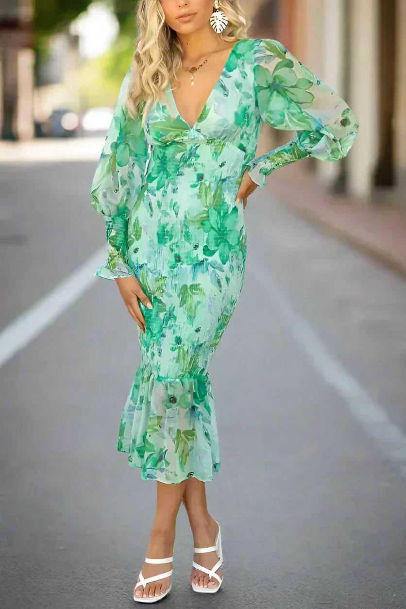 Isla - Vestido Midi con Volantes Florales