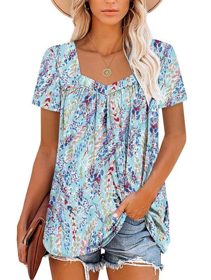 VICKY | TOP CON MANGAS CORTAS Y ESTAMPADO