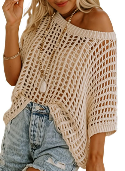Danae - Top de Ganchillo Casual con Recortes