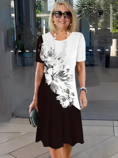 Rosara - Vestido Medio Suelto Impreso y Cómodo