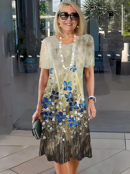 Rosara - Vestido Medio Suelto Impreso y Cómodo