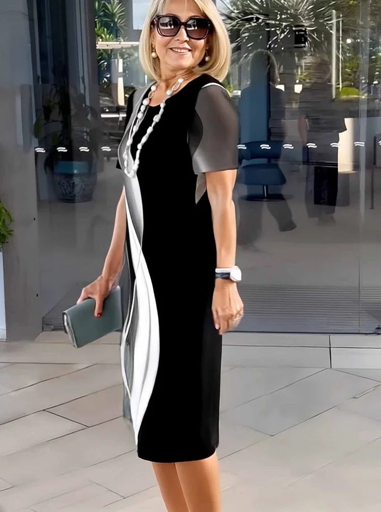 Rosara - Vestido Medio Suelto Impreso y Cómodo