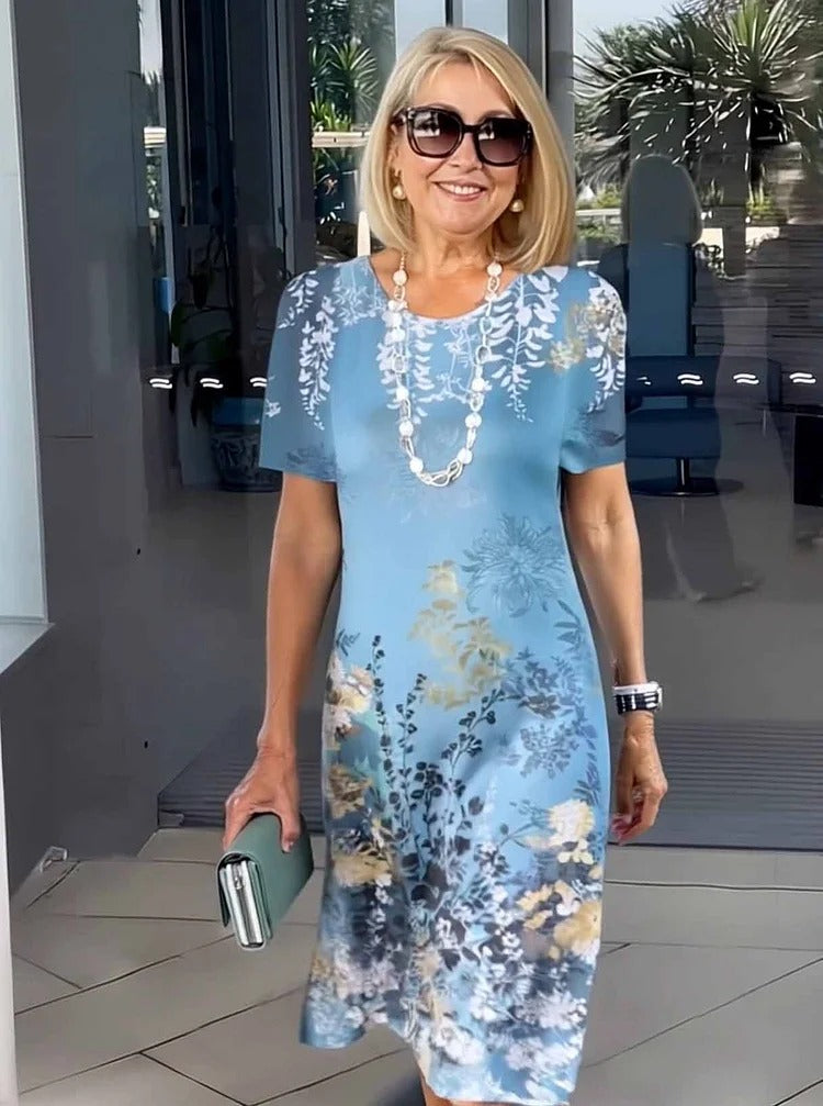 Rosara - Vestido Medio Suelto Impreso y Cómodo