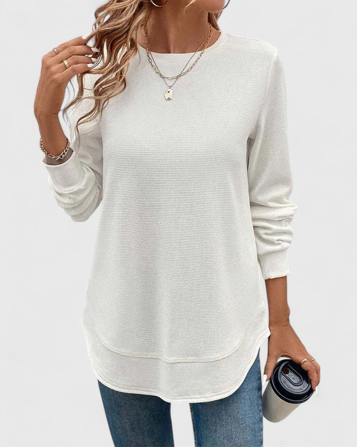 Nadyalyn | Elegante Manga Larga Cuello Redondo
